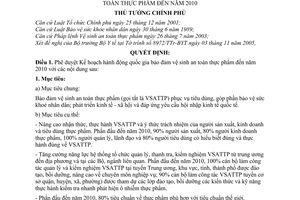 Quyết định 43/2006/QĐ-TTg Kế hoạch hành động quốc gia bảo đảm vệ sinh an toàn thực phẩm đến 2010