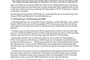 Thông báo 24/TB-UBND kết luận Phó Chủ tịch UBND tỉnh Phạm Kim Yên kế hoạch nạo vét kênh mương năm 2006 nguồn thu thủy lợi phí tiền nước