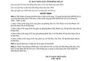 Quyết định 18/2006/QĐ-UBND số lượng danh sách đơn vị bầu cử La Gi 2004 2009 Bình Thuận