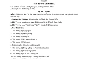 Quyết định 348/QĐ-TTg thành lập Ban Chỉ đạo quốc gia phòng, chống đại dịch cúm ở người