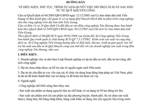 Hướng dẩn 67/2006/HD-SCN điều kiện, thủ tục, trình tự giải quyết hỗ trợ lãi suất sau đầu tư Quỹ Khuyến công