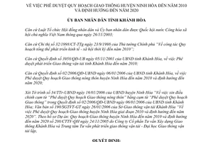 Quyết định 15/2006/QĐ-UBND Quy hoạch Giao thông Ninh Hòa 2010 2020 Khánh Hòa