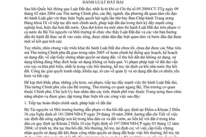 Chỉ thị 05/2006/CT-TTg khắc phục yếu kém sai phạm đẩy mạnh tổ chức thi hành Luật Đất đai
