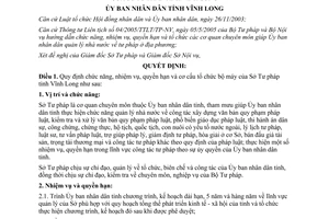 Quyết định 291/2006/QĐ-UBND nhiệm vụ quyền hạn cơ cấu tổ chức Sở Tư pháp Vĩnh Long