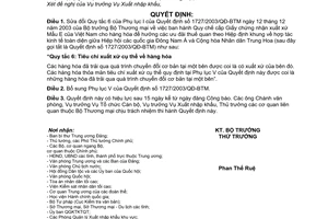 Quyết định 09/2006/QĐ-BTM sửa đổi Quy chế cấp GCN xuất xứ Mẫu E cho hàng hóa hưởng ưu đãi thuế quan hiệp định khung  hợp tác kinh tế toàn diện