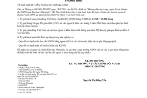 Thông báo 120/TB-BTC tỷ giá hạch toán ngoại tệ tháng 03 năm 2006