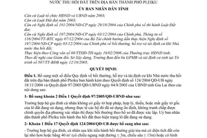 Quyết định 08/2006/QĐ-UBND bổ sung bồi thường, hỗ trợ  tái định cư khi Nhà nước thu hồi đất thành phố Pleiku