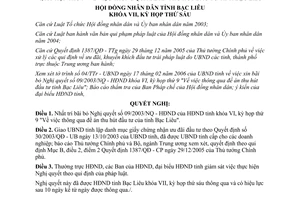 Nghị quyết 26/2006/NQ-HĐND thu hút đầu tư bãi bỏ Nghị quyết 09/2003/NQ Bạc Liêu