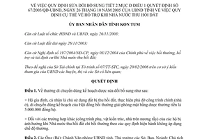 Quyết định 08/2006/QĐ-UBND sửa đổi quy định cụ thể hỗ trợ khi nhà nước thu hồi đất Kon Tum
