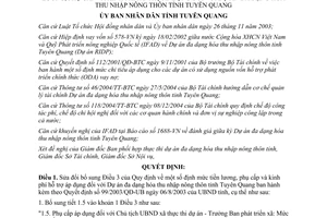 Quyết định 03/2006/QĐ-UBND phụ cấp đa dạng hóa thu nhập nông thôn Tuyên Quang