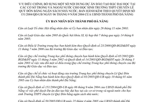 Quyết định 16/2006/QĐ-UBND điều chỉnh Dự án đào tạo bậc đại học Trường Lê Quý Đôn 151/2004/QĐ-UB Đà Nẵng