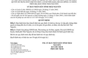 Quyết định 325/2006/QĐ-UBND quy định trình tự, thủ tục cấp giấy chứng nhận quyền sử dụng đất tỉnh Thái Nguyên