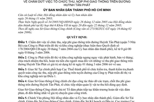Quyết định 31/2006/QĐ-UBND chấm dứt tổ chức thu, nộp phí giao thông đường Huỳnh Tấn Phát