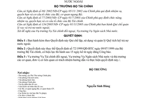 Quyết định 10/2006/QĐ-BTC Quy chế lập, sử dụng quản lý Quỹ tích luỹ trả nợ nước ngoài