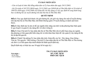Quyết định 53/2006/QĐ-UBND chỉ giới đường đỏ và xây dựng tuyến đường Bình Dương