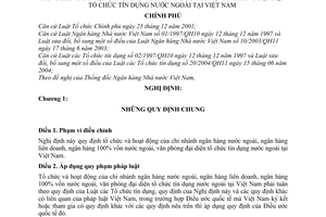 Nghị định 22/2006/NĐ-CP tổ chức hoạt động chi nhánh ngân hàng nước ngoài liên doanh 100% vốn nước ngoài văn phòng đại diện tổ chức tín dụng nước ngoài