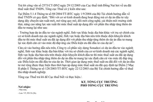 Công văn 765/TCT-PCCS ưu đãi thuế suất thuế TNDN