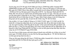 Công văn 902/TCHQ-KTTT xử lý nợ thuế