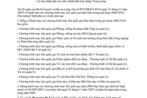 Công văn 1275/VPCP-VX danh mục các chương trình mục tiêu quốc gia thực hiện trong giai đoạn 2006-2010