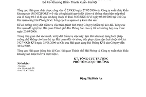 Công văn 1016/TCHQ-KTTT đề nghị giải quyết dứt điểm và không phạt chậm nộp thuế của lô hàng 01 ôtô đã qua sử dụng