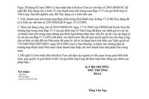 Công văn 422/BXD-QLN trả lời công văn 296/UBND-NC UBND Kon Tum
