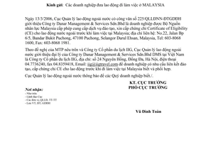 Công văn 268/QLLĐNN-ĐTGDĐH giới thiệu đại lý của MTP Malaysia tại Việt Nam để liên kết đào tạo