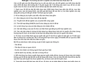 Công văn 2086/BYT-K2ĐT thông báo tuyển chọn tổ chức và cá nhân chủ trì đề tài KHCN cấp Bộ năm 2006