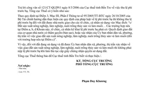 Công văn 1141/TCT-TS xác nộp lệ phí trước bạ đất sản xuất nông nghiệp