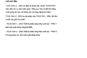 Tiêu chuẩn Việt Nam TCVN 7541-2:2005 về Thiết bị chiếu sáng hiệu suất cao - Phần 2: Phương pháp xác định hiệu suất năng lượng do Bộ Khoa học và Công nghệ ban hành