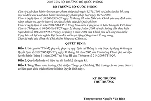 Quyết định 344/QĐ-BQP đính chính Thông tư 214/2005/TT-BQP