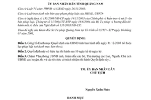 Quyết định 10/2006/QĐ-UBND danh mục quyết định Quảng Nam hết hiệu lực pháp luật