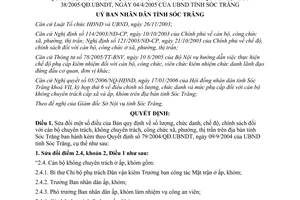 Quyết định 23/2006/QĐ-UBT sửa đổi Quy định số lượng, chức danh, chế độ