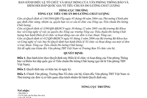 Quyết định 116/QĐ-TĐC Điều lệ tổ chức hoạt động Văn phòng Thông báo Điểm hỏi đáp quốc gia Tiêu chuẩn Đo lường Chất lượng