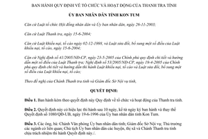 Quyết định 09/2006/QĐ-UBND Quy định tổ chức hoạt động Thanh tra Kon Tum