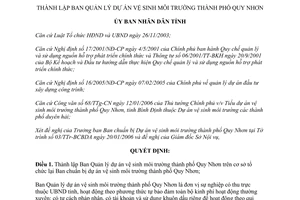 Quyết định 23/2006/QĐ-UBND thành lập Ban Quản lý dự án vệ sinh môi trường Quy Nhơn Bình Định