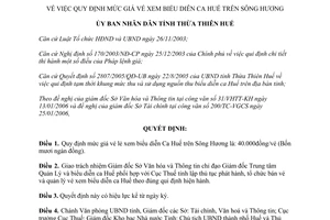 Quyết định số 651/QĐ-UBND năm 2006 giá vé lẻ xem biểu diễn Ca Huế Sông Hương