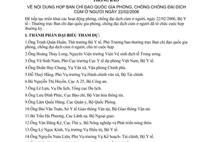 Thông báo 153/TB-BYT nội dung họp Ban chỉ đạo quốc gia phòng, chống đại dịch cúm