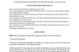 Quyết định 15/2006/QĐ-UBND thu phí xây dựng trên địa bàn tỉnh Lào Cai