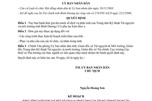 Quyết định 60/2006/QĐ-UBND đơn giá dịch vụ trung tâm tài nguyên môi trường Bình Dương