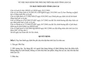 Quyết định 14/2006/QĐ-UBND thu phí chợ trên địa bàn tỉnh Lào Cai