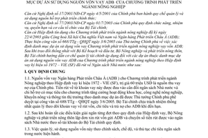 Thông tư 15/2006/TT-BTC hướng dẫn cơ chế quản lý tài chính dự án thuộc Danh mục dự án sử dụng nguồn vốn vay ADB chương trình phát triển ngành NN