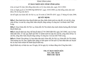 Quyết định 409/2006/QĐ-UBND trợ cấp cán bộ công chức đi học luân chuyển công tác Vĩnh Long