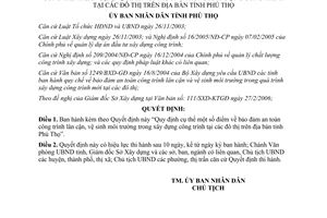 Quyết định 614/2006/QĐ-UBND bảo đảm an toàn công trình lân cận vệ sinh môi trường xây dựng Phú Thọ