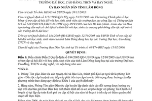 Quyết định 11/2006/QĐ-UBND trợ cấp xã hội học sinh sinh viên Lâm Đồng