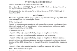 Quyết định 14/2006/QĐ-UBND kế hoạch hành động vì sự tiến bộ phụ nữ Lai Châu 2006 2010