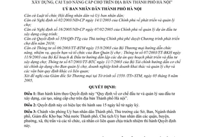 Quyết định 1181/2006/QĐ-UB cơ chế đầu tư quản lý sau đầu tư xây dựng, cải tạo nâng cấp chợ thành phố Hà Nội