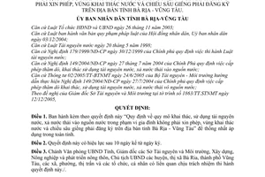 Quyết định 693/2006/QĐ-UBND quy mô khai thác, sử dụng tài nguyên