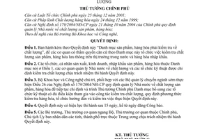 Quyết định 50/2006/QĐ-TTg danh mục sản phẩm, hàng hóa phải kiểm tra chất lượng