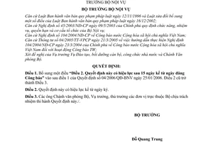 Quyết định 275/QĐ-BNV đính chính  04/2006/QĐ-BNV