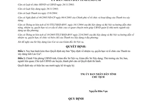 Quyết định 22/2006/QĐ-UBND nhiệm vụ quyền hạn tổ chức Thanh tra xây dựng Lào Cai
